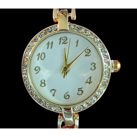 New Elegant Faux Gold Pearl Bracelet Watch w/ Battery - Picture 2 of 4